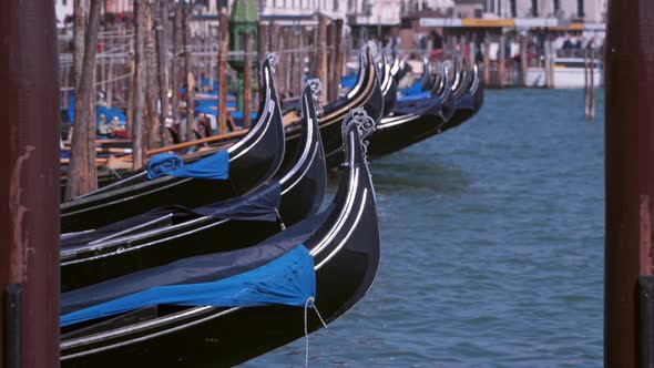 Gondolas on the Pier. Venice  Italy