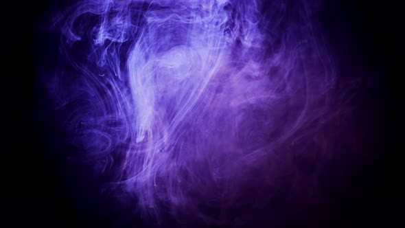 Blue and White Watercolor Ink in Water on a Black Background. Sea Space Magic Background. Abstract alt