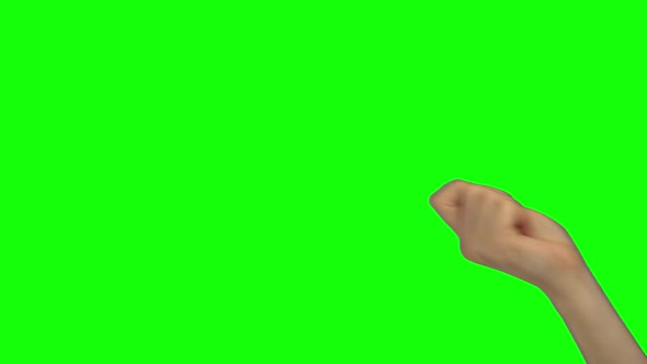 Arm of Woman Is Calling Someone. Green Screen. Close Up alt