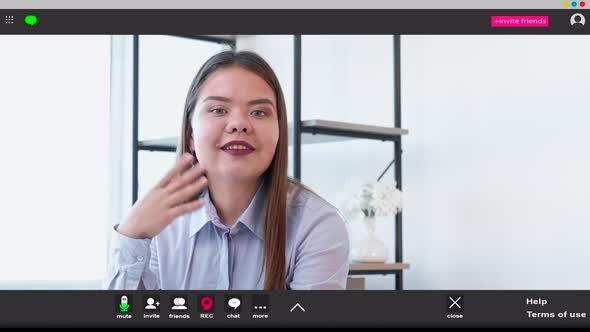 Remote Work Woman Explaining Online Meeting alt