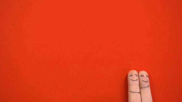 Crying Finger Face Looking at Couple in Love, Top View, Love Triangle, Betrayal alt