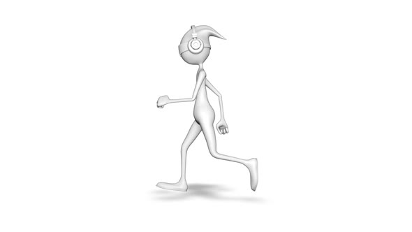 3d Character Man Runing Headphones Loop On White Background alt
