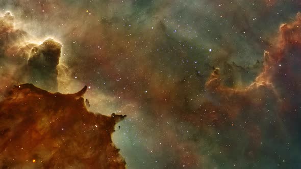 Moving Towards Carina Nebula Through Star Field - 4K