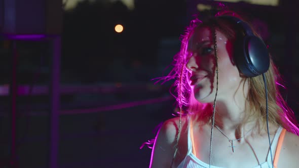 Beautiful Dj Woman Playing Music at Glamorous Party Celebration Dance Enjoying Fancy Social Event alt