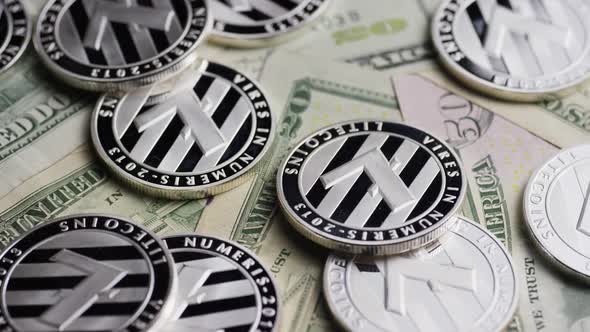 Rotating shot of Bitcoins alt