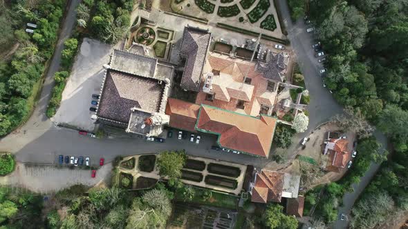 Aerial Top View of Park and Palace of Bussaco alt