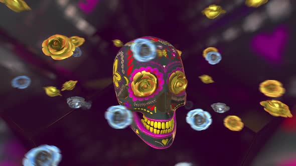 Mexican skull with roses alt