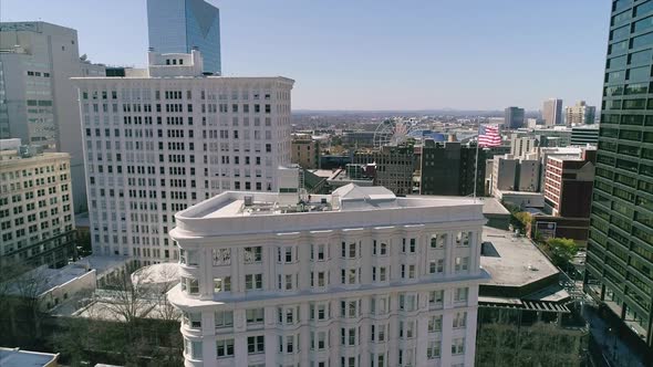 Pedestal Down Shot of Skyscrapers in Downtown Atlanta alt