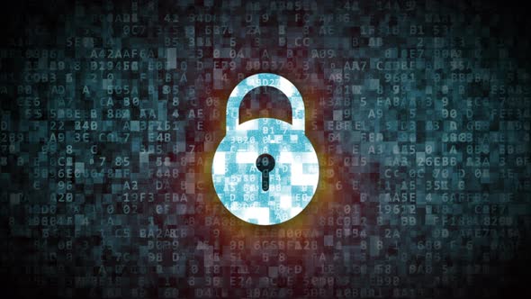 Blue digital key icon with number random futuristic abstract background