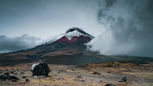 The Cotopaxi volcano during the day