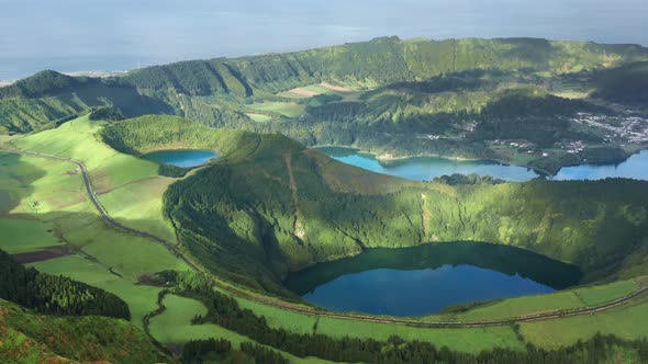 Lagoon of Seven Cities Sao Miguel Island Azores Portugal Europe alt