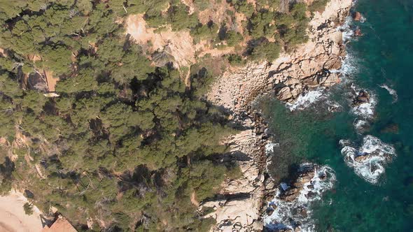 Aerial landscape footage in Costa Brava coastal  alt