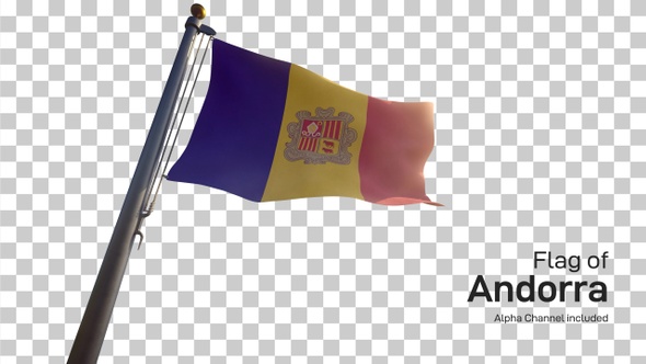 Andorra Flag on a Flagpole with Alpha-Channel alt