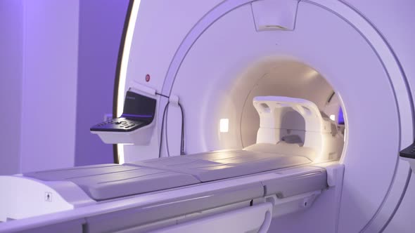 Office in a Modern Clinic with White Magnetic Resonance Imaging for a Close Examination of the Human alt