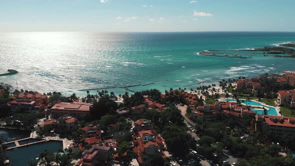 Aerial View of the City Sea in Mexico on a Sunny Day in Winter