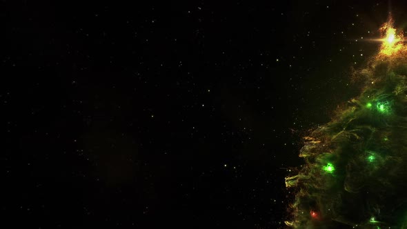 Green Yellow Nebula Christmas Fir Tree background seamless loop HD resolution.