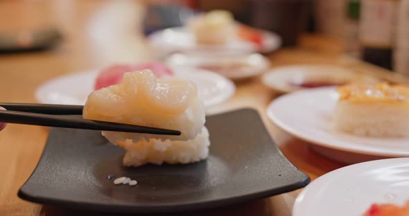 Japanese sushi in the restaurant alt