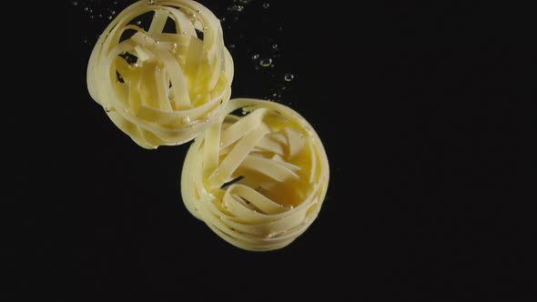 Fettuccine Pasta fall in water