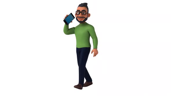 Fun 3D cartoon indian man with alpha alt
