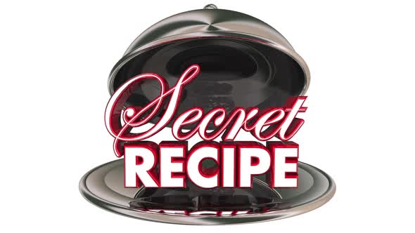 Secret Recipe Ingredients Silver Platter Words 3d Animation alt