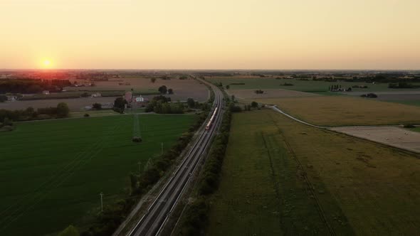 Italian train passing on railway alt