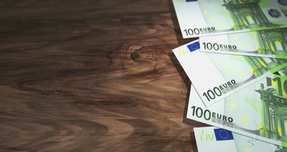 Euro 100 EUR money banknotes background loop