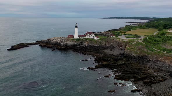 Drone Video of Portland Head Light Lighthouse in Maine