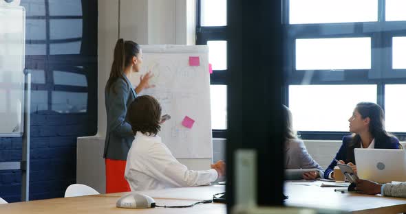 Business executives applauding a colleague after presentation alt