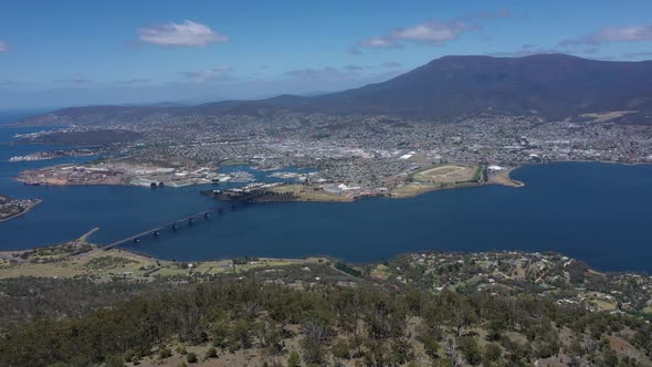 Summit of Mt Direction, Hobart, Tasmania Aerial Drone 4K
