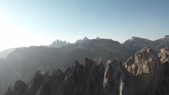 Aerial View of Mountain Range Near Passo Gardena Valley in Dolomites, Italy