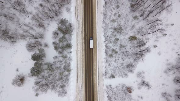 Truck On Winter Road
