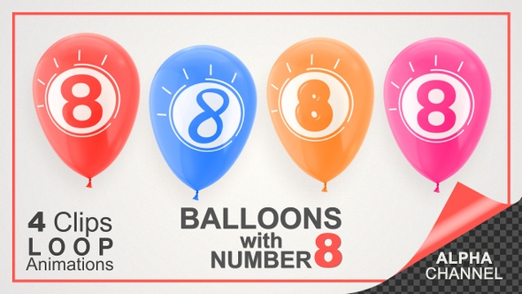 Balloons With Number 8 / Happy Eight Years Old