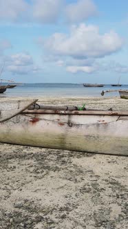 Vertical Video of Low Tide in the Ocean Near the Coast of Zanzibar Tanzania alt