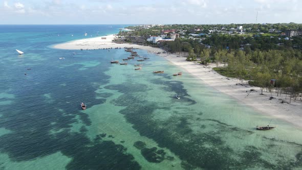 Zanzibar Tanzania  Aerial View of the Ocean Near the Shore of the Island Slow Motion alt