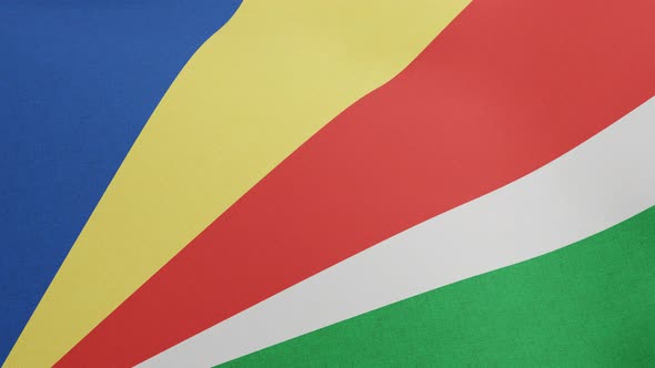 National Flag of Seychelles Waving Original Size and Colors 3D Render Made with Seychelles Peoples alt