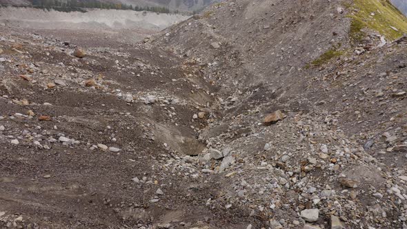 Aerial View of Belvedere Glacier Rock Wall Discovered By Ice Melting alt