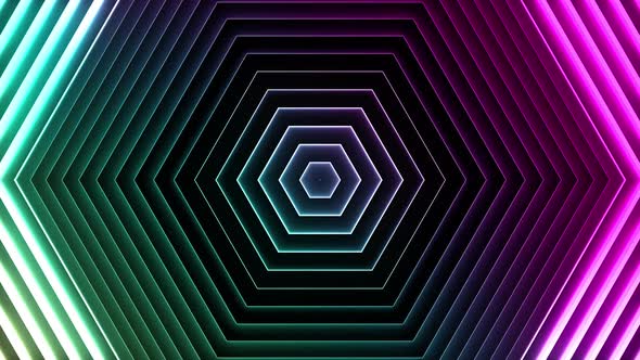 Abstract Neon Background of Hexagons. Seamless