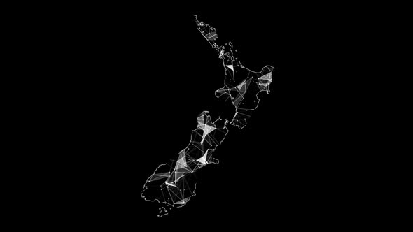 Abstract White Plexus Network In New Zealand Map alt