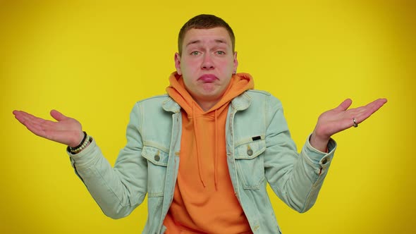 Confused Handsome Man Feeling Embarrassed About Ambiguous Question Having Doubts No Idea Clueless alt