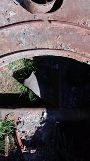 Vertical Video of a Destroyed Russian Military Equipment During the War in Ukraine alt