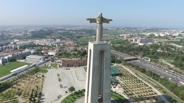 Aerial shot of Christ the King statue alt