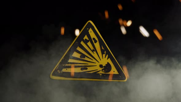 Exploding Bomb Sign Over a Smoky Background