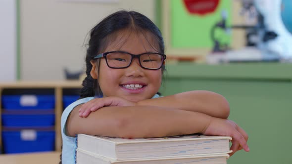 Portrait of student in school classroom alt