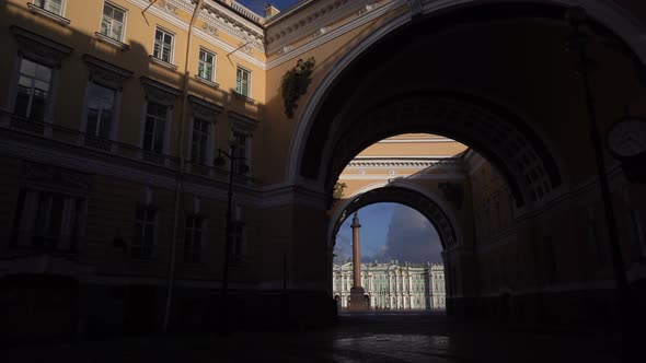 Triumphal Arch Leading To Palace Square In Saint Petersburg Russia