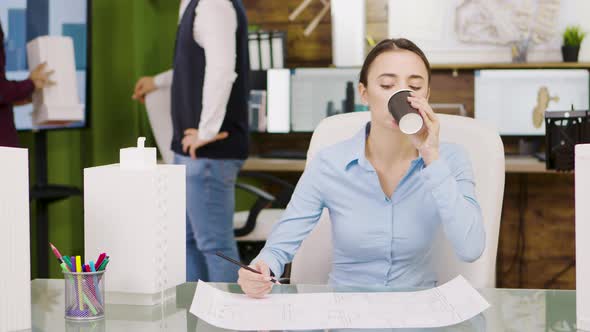 Young Female Architect Working on a Building Project alt