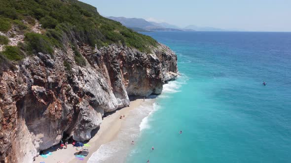 Typical Albanian Landscape on the Adriatic Shore with Mountains alt