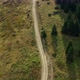 Aerial Rocky Woods Road View Among Green Spruce Trees Growing Grassy Hills - VideoHive Item for Sale