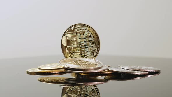 Model of golden bitcoin coin alt