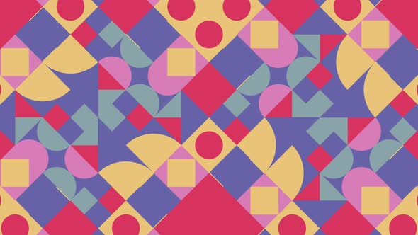 Abstract animated pattern with geometric tiles. Motion graphic background in a flat design alt