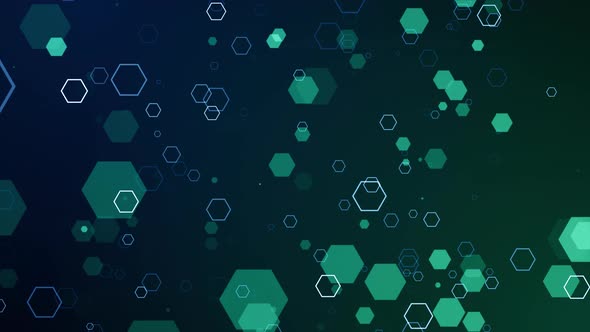 Blue Green Hex Particles Background